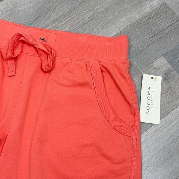 Sonoma Cotton Knit Drawstring Sweat Shorts Coral Orange Small - Picture 5 of 10